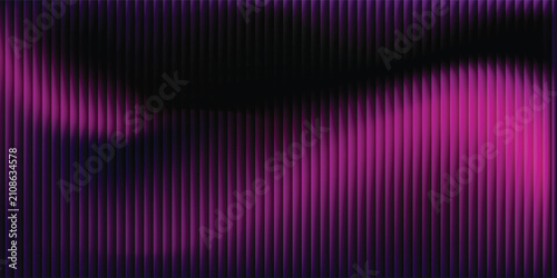 3d transparent ribbed glass background with refraction and holographic effect. Reeded glass with rainbow gradient. Render of corrugated wall with overlay reflection light on dark.