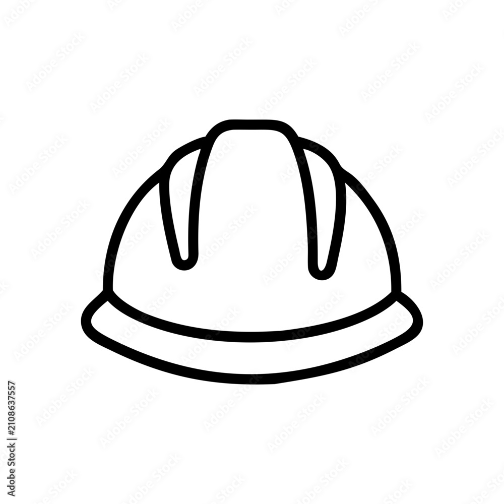 Fototapeta premium Hard hat icon for construction worker safety protection.