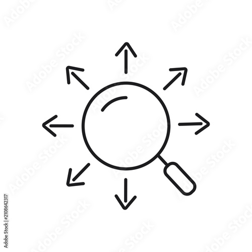 Look For Search Line Icon Vector, Magnifying Glass Outline Symbol with Editable Stroke for Business, Web, Mobile App and UI Design