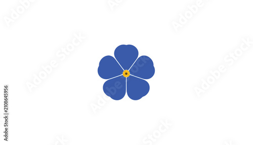 Blue Floral Blossom Vector Illustration Isolated on White Background with Colorful Spring Flower Design and Decorative Leaves