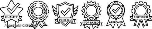 Фотография Guarantee And Approval Icons Line Art Style On White Background