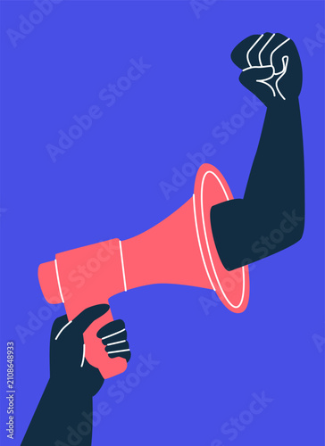Illustration of Fist Emerging from Megaphone
