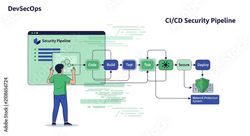 DevSecOps CI/CD Security Pipeline Workflow with Person