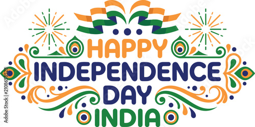 Happy Independence Day India Decorative Vector Typography