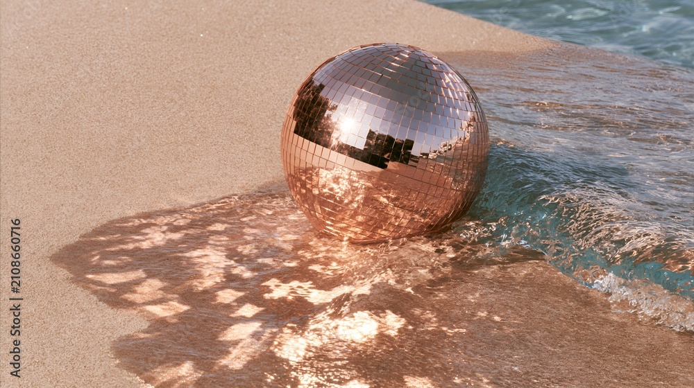 Obraz premium Disco ball on beach, party and dancing concept