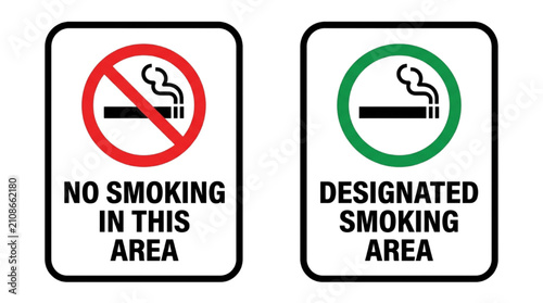 Foto No Smoking Signs and Designated Smoking Area Signs for Public Spaces