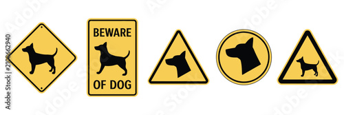 Obraz na plátne Dog beware sign vector icon featuring guard dog warning symbol, caution notice, danger pictogram, security alert, flat illustration for safety signage