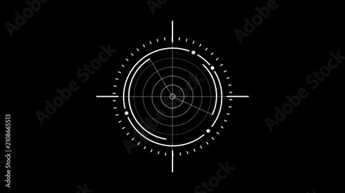 Futuristic radar hud overlay with scanning motion, digital target interface for sci-fi ui