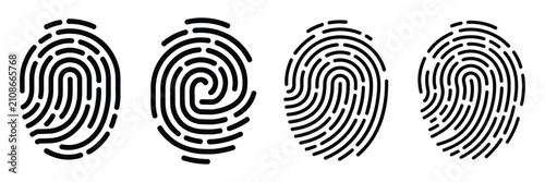 Fingerprint vector icon featuring silhouette, glyph, and outline styles for biometric security, identity verification, authentication, and access control design.