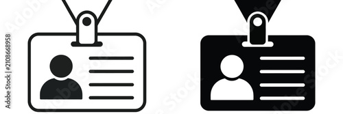 ID card icon with employee badge, identification symbol, access control system, workplace management, security pass and staff identity