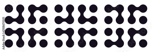 Φωτογραφία Abstract Geometric Pattern: A dark, abstract, and repeating geometric pattern composed of interconnected circular and elongated shapes creates a visually engaging and modern design