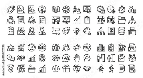 Fotografía Collection Of Flat Line Icons Representing Business And Technology
