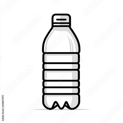 A simple illustration of a plastic water bottle with a clear design and minimalistic style.
