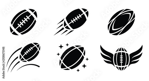 Canvastavla American Football Vector Illustrations With Dynamic Lines And Winged Designs
