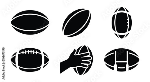 Fotografía American Football Vector Illustrations With Dynamic Lines And Winged Designs