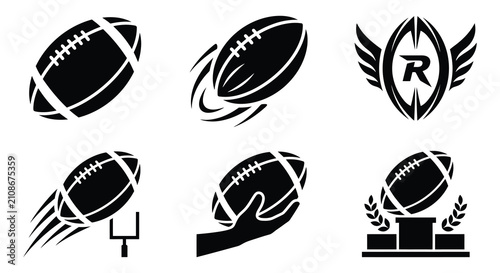 Cuadro en lienzo American Football Vector Illustrations With Dynamic Lines And Winged Designs