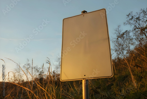 Blank white road sign on a ...