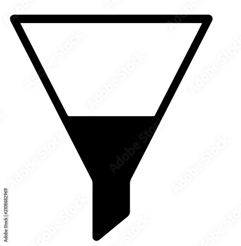 Funnel icon for marketing and sales processes representing lead generation and filtering with marketing