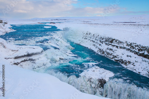 Fotografie Norðurá River in winter. Iceland.