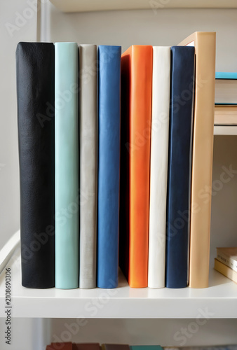 Row of colorful binders and...