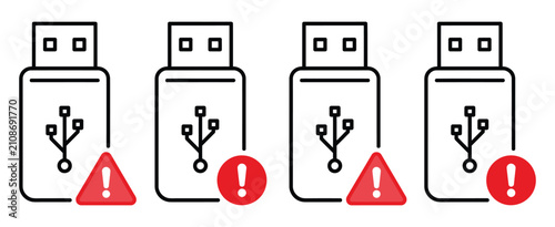 Canvastavla USB warning icon for device connection error and hardware alert notification