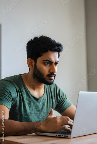 Young indian man with beard...