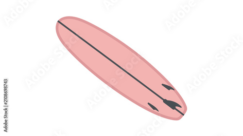 Minimalist vector illustration of a pink surfboard featuring a sleek design for summer water sports
