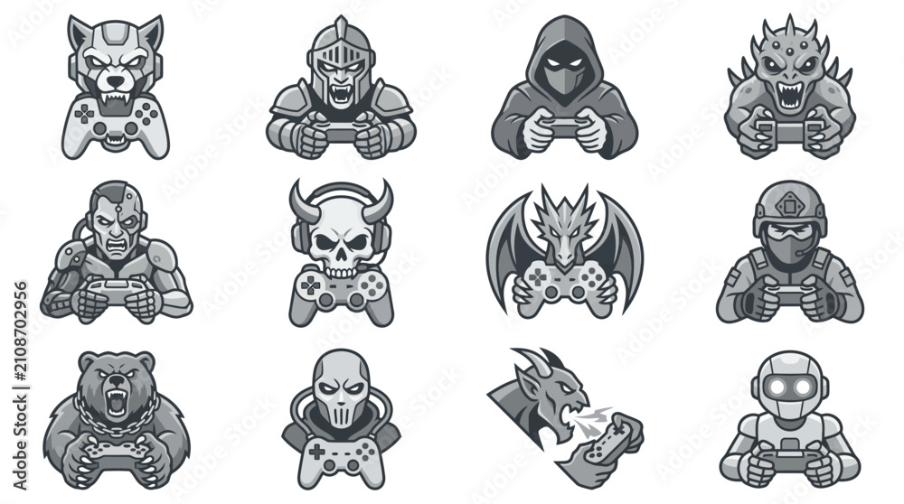 Obraz premium Esports mascot icons for gaming and streaming teams.