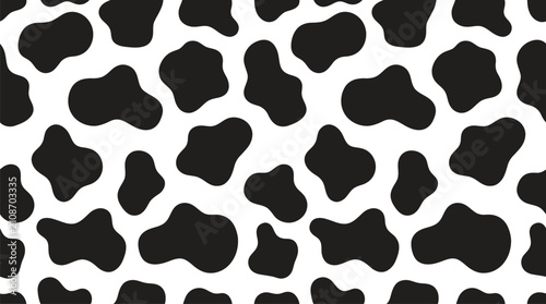 Cuadro en lienzo Classic black and white cow print pattern seamless repeating animal hide texture