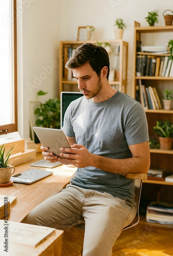 Young man using a digital t...