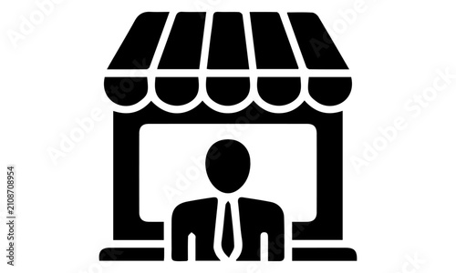 Simple black store front vector icon isolated on white background