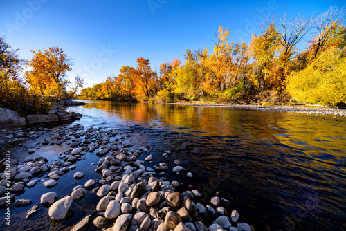 Fall colors view on the Boise River Idaho