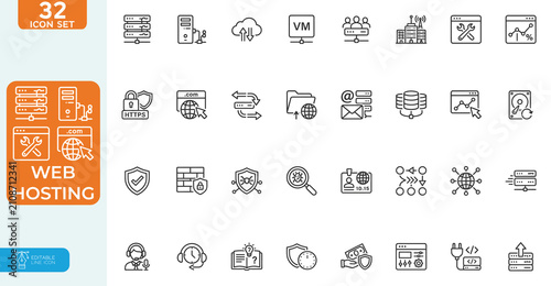 Foto Web hosting Vector illustration line editable Icons set