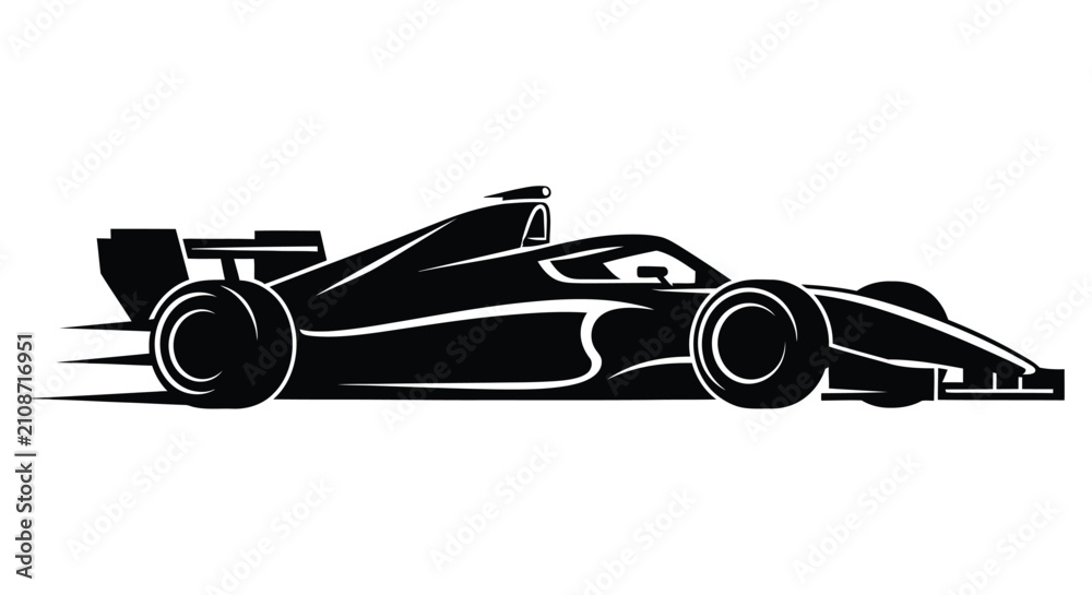 Obraz premium Sleek black silhouette of a formula one race car in motion