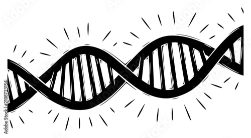 DNA Double Helix Molecule Illustration, Genetic Science and Biotechnology Research Concept for Medical and Biology Education