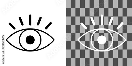 фотографія Simple black and white eye icon set for vision and visibility design