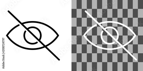 фотографія Eye icon with slash line representing hidden or private content and disabled vis