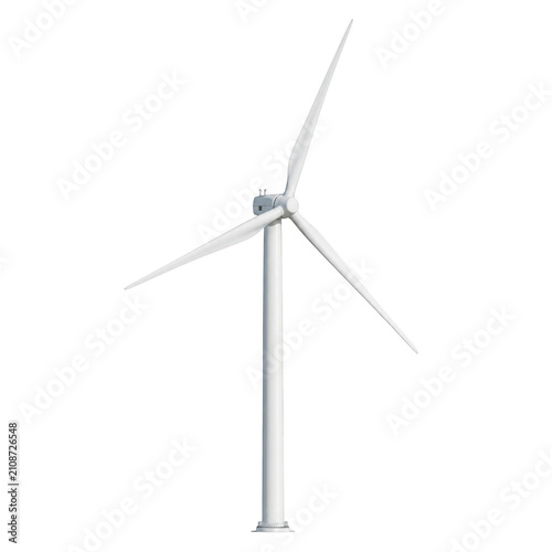 Modern wind turbine for sustainable energy generation as isolated on transparent background