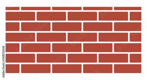 Fotografie A flat lay depiction of a brick wall pattern with evenly spaced red bricks