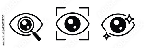 Fotografie Vision icons with visible hidden eye and incognito privacy symbols