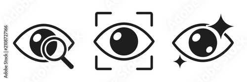 Fotografie Vision icons with visible hidden eye and incognito privacy symbols