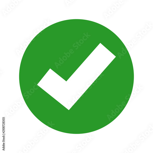 Green circular icon with white check mark symbol for correct validation