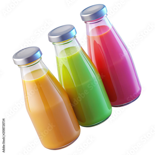 3D render juice bottles graphic