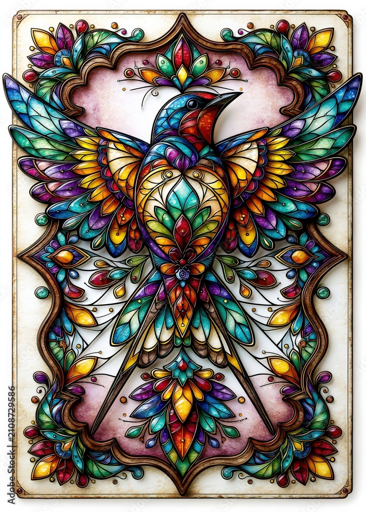 Fototapeta premium Vibrant Modern Stained Glass Art for Graphic Resources