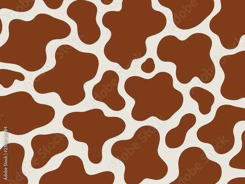 Animal skin trendy print with brown cow hide spots on a white background for seamless background texture, fabric, and wallpaper design