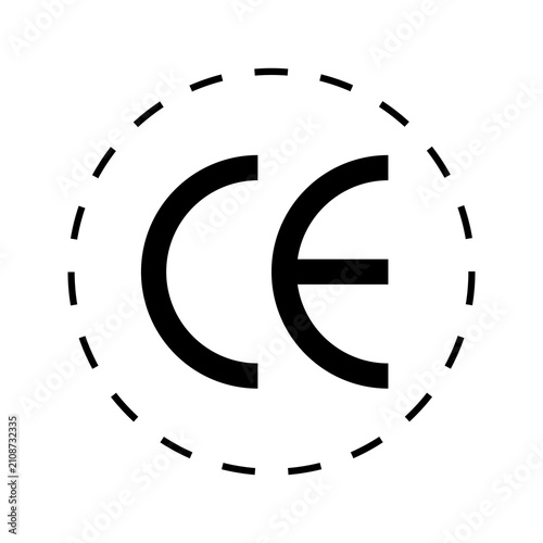 Картината върху платно Black ce marking symbol inside a dashed circle icon