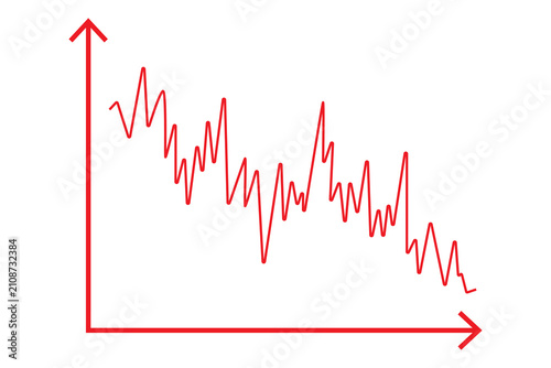 Fotografía Red line graph showing fluctuating financial data trend on axes