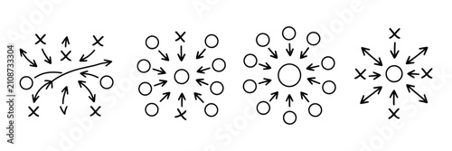 Obraz na płótnie Hand drawn strategy game plan for football, basketball, and handball featuring X