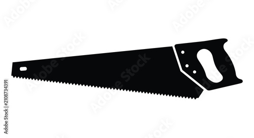 Konstfotografi Hand saw silhouette on a white background a black graphic outline