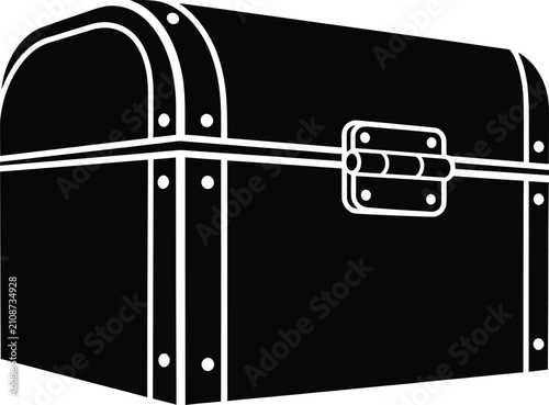 Silhouette design of an antique wooden treasure chest icon vector